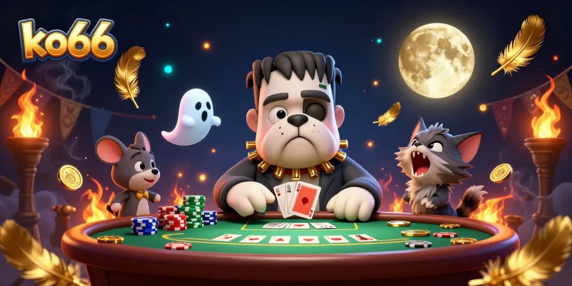 Experience thrilling poker action with ko66 featuring unique characters in a vibrant casino setting.