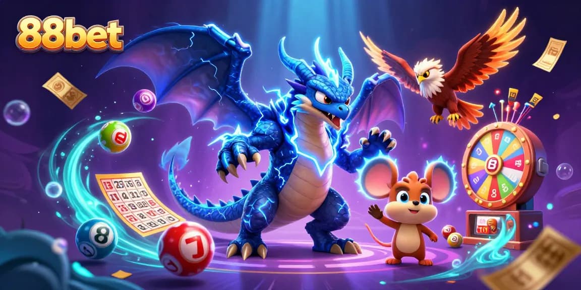 Experience thrilling gameplay at 88bet with dynamic colorful lottery balls and casino elements.