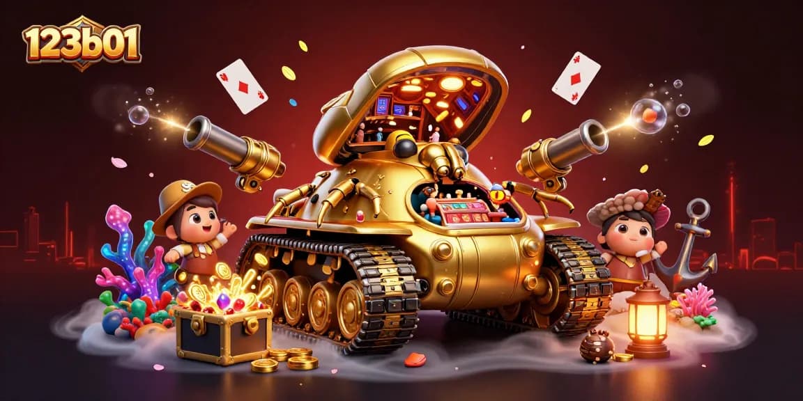 Experience 123b01's thrilling atmosphere with a vibrant 3D casino scene bursting with excitement.