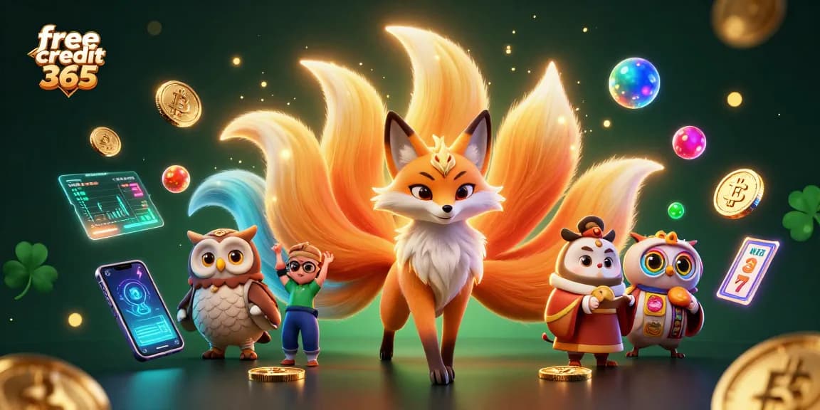 Engage with free credit 365 by exploring vibrant casino rewards through a magical scene.