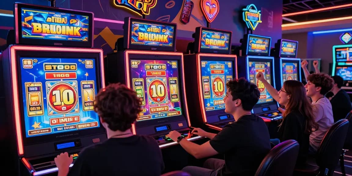 Players immersed in a vibrant online slot gacor game experience, celebrating big wins in a lively virtual casino atmosphere.