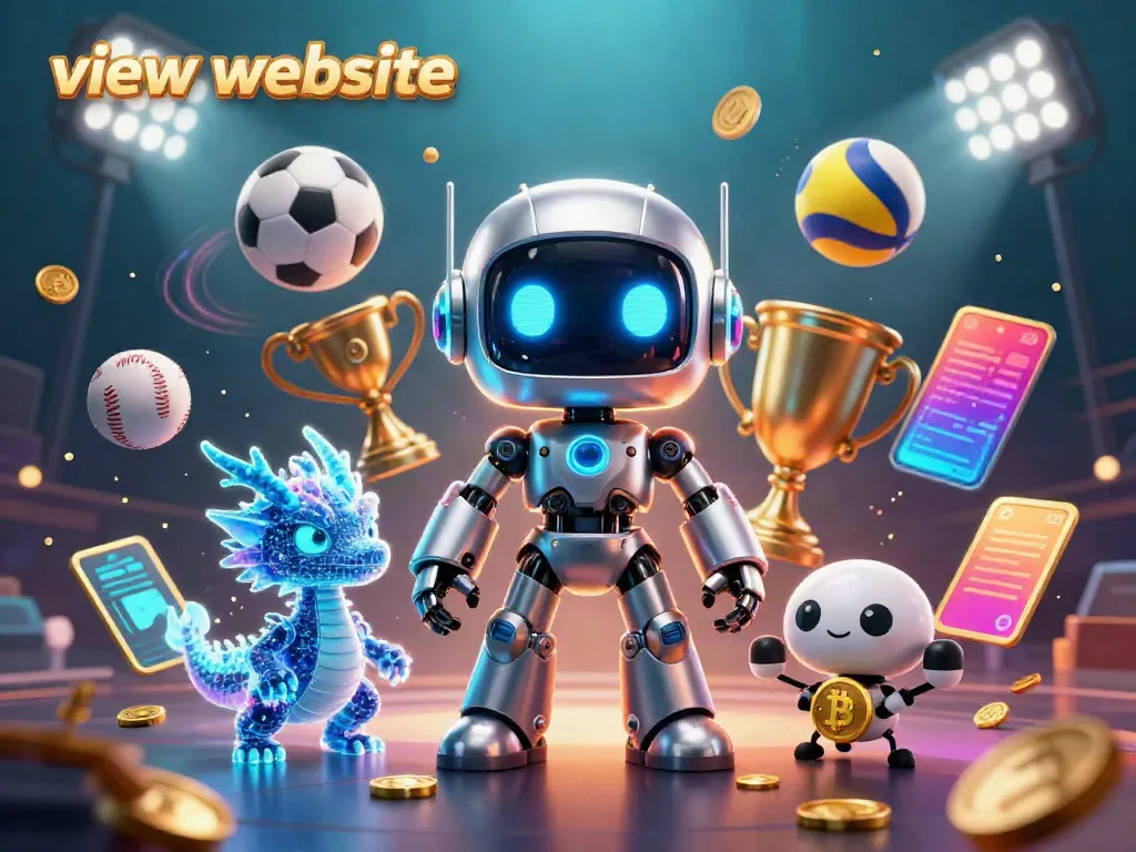 Engage users to view website with dynamic gambling-themed 3D scene featuring characters and sports elements