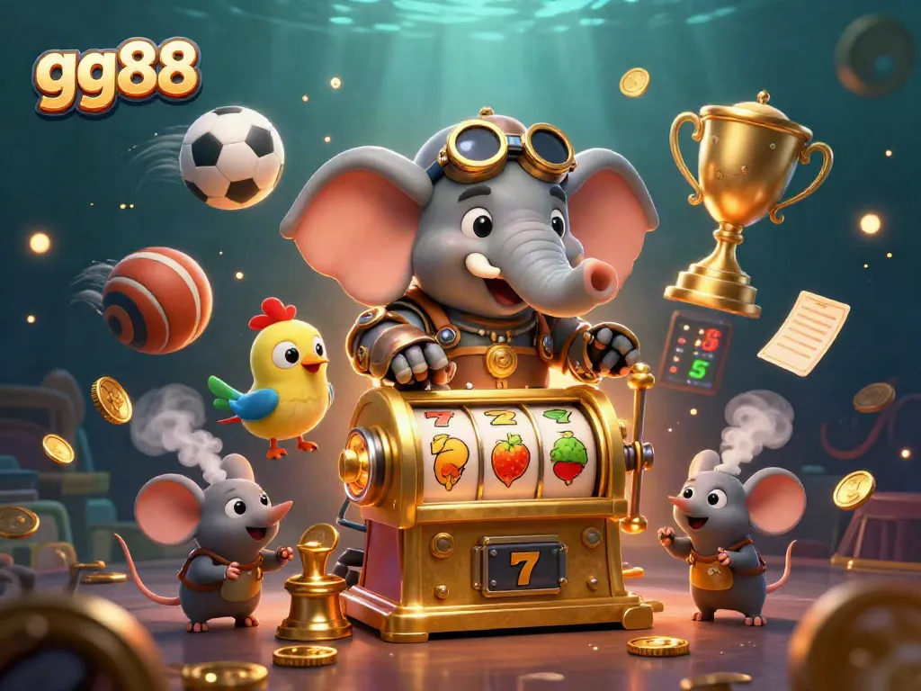 Experience thrilling action with gg88's vibrant 3D steampunk casino scene filled with dynamic game elements.