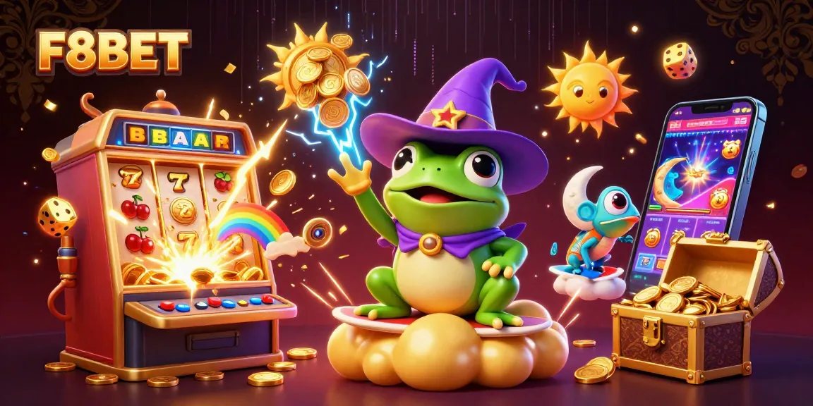 Experience the thrill of F8BET with vibrant 3D animation of winning moments in online casino gaming.