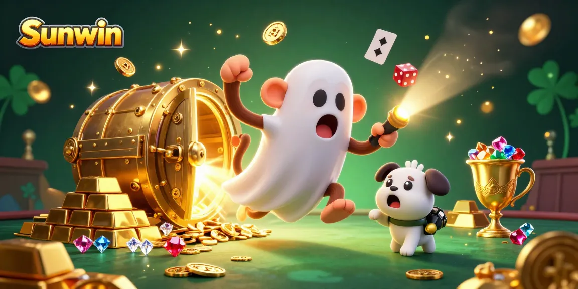 Engage with Sunwin's vibrant casino scene featuring a playful monkey and a curious puppy in an exciting setting.