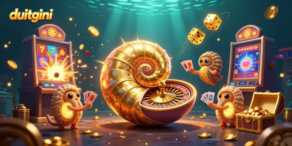 Experience the thrilling world of Duitgini with our 3D casino visuals showcasing vibrant games and excitement.