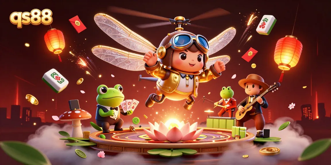 Engage in exciting wins at qs88 with lively characters in a vibrant casino scene.