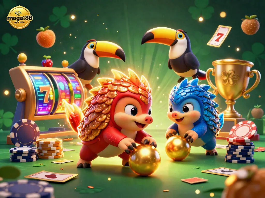 Engage with riveting Mega888 apk info through rival pangolins in a vibrant casino scenario.
