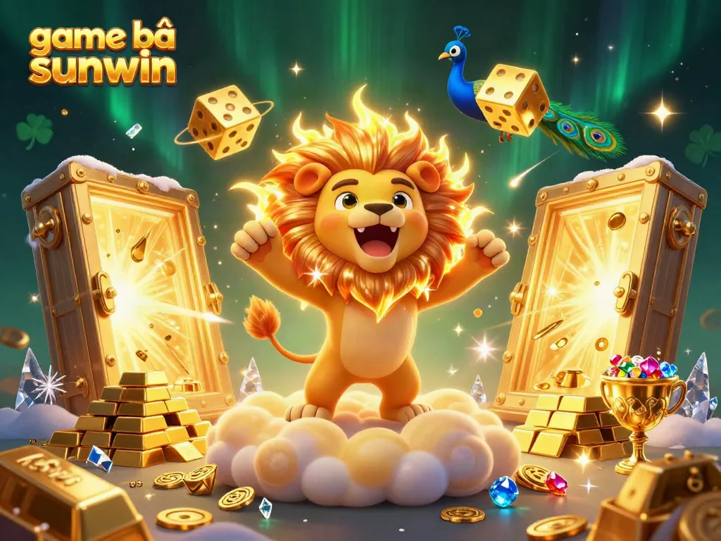 Experience the excitement of game bài sunwin with vibrant treasures and dynamic characters in a casino-themed scene.