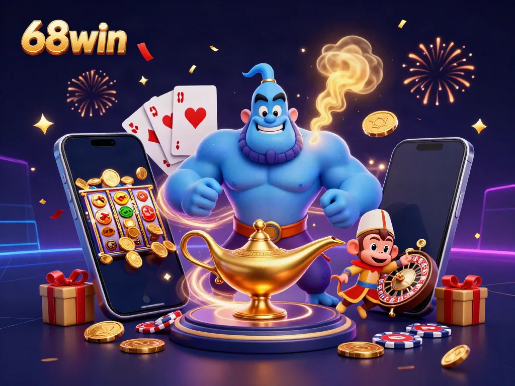 Experience exciting wins at 68win with a captivating casino scene filled with magic and fun.