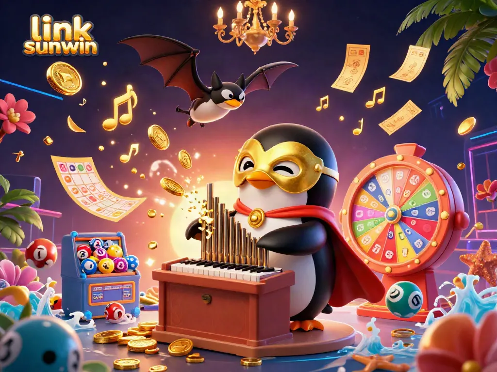 Join the excitement with link sunwin as a playful penguin releases golden coins at the casino.