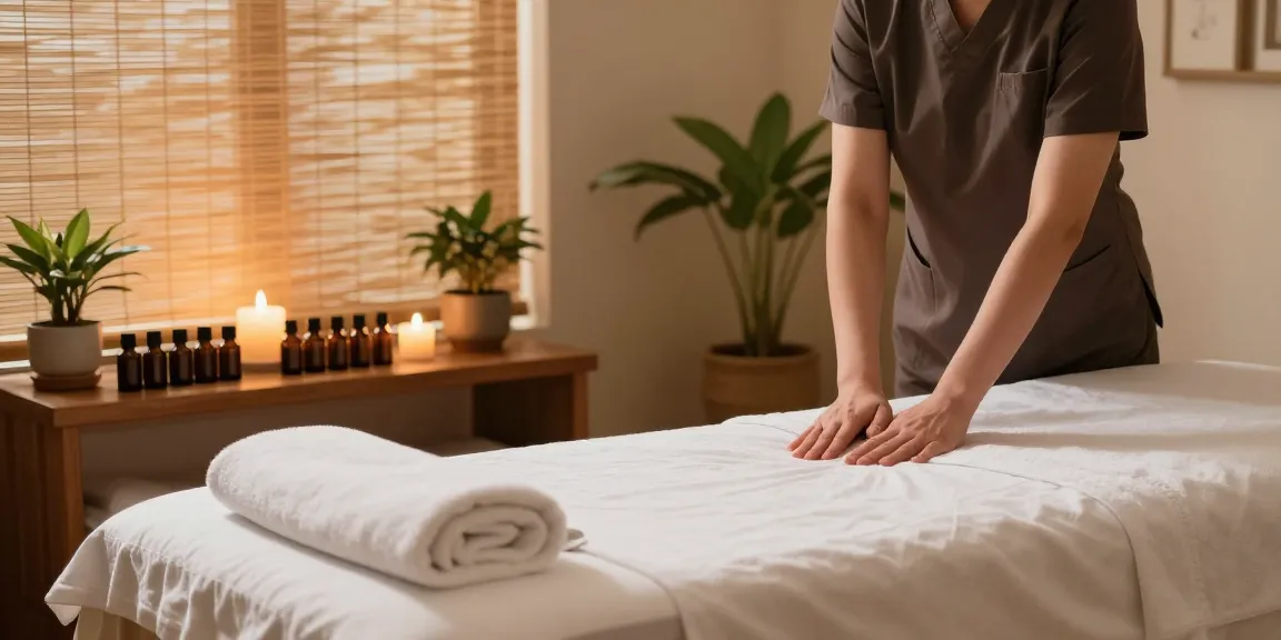 Rejuvenating 시흥출장안마 therapy scene with calming atmosphere and essential oils.