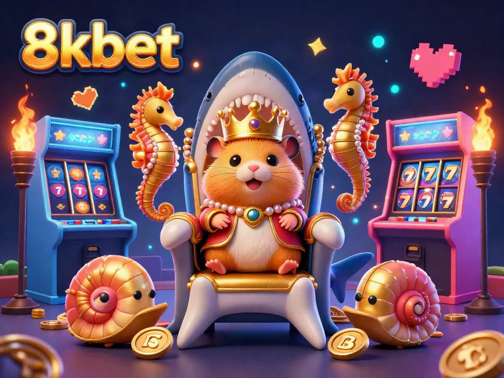 Engage in thrilling jackpots at 8kbet with a mighty hamster king and vibrant casino elements.