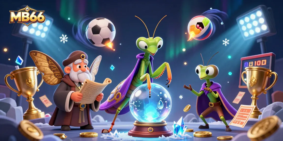 Engage with thrilling gameplay at MB66, showcasing a vibrant scene of sports elements and mystical characters.