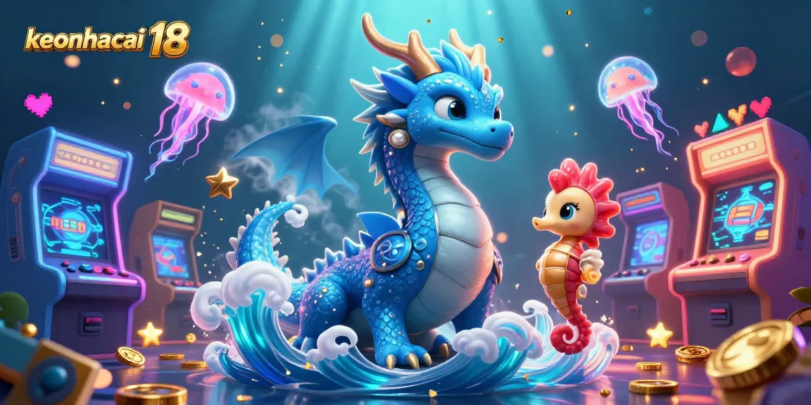 Engage with the vibrant keonhacai 18 underwater casino scene featuring a dragon and seahorse knight.