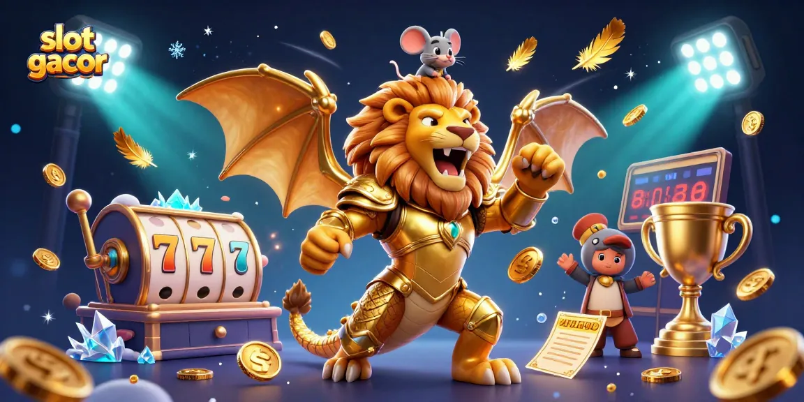 Experience the excitement of slot gacor with this vibrant, dynamic 3D casino illustration featuring winning characters and symbols.